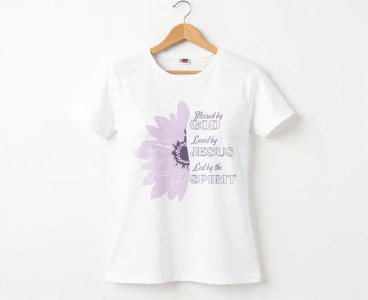Ladies "Blessed By God" California Short Sleeve T-Shirt