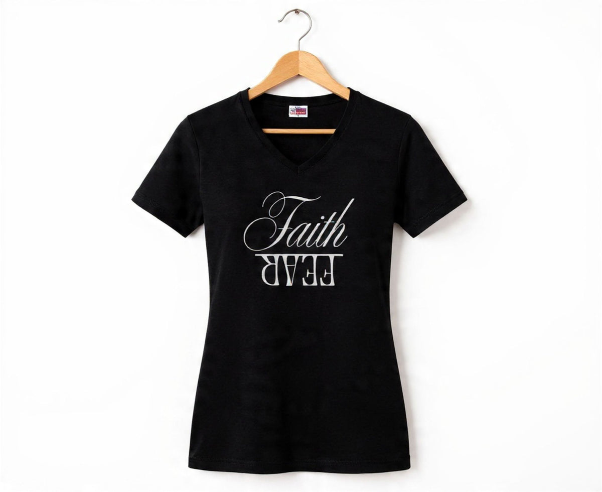 Ladies "Faith Over Fear" V-Neck T-Shirts