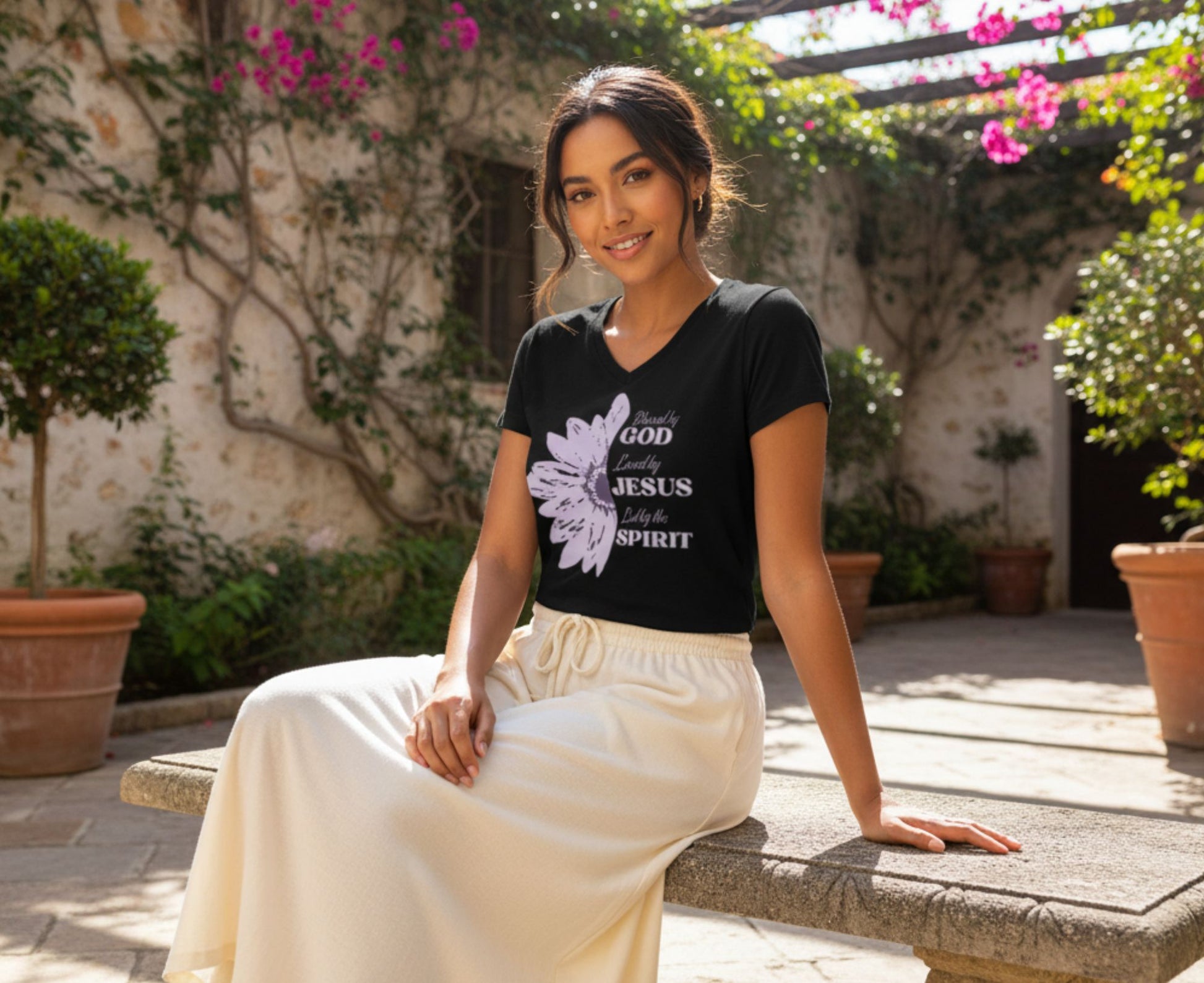 Blessed By God Women's V-Neck Christian T-Shirt | Faith Apparel South Africa | Covenant Brands