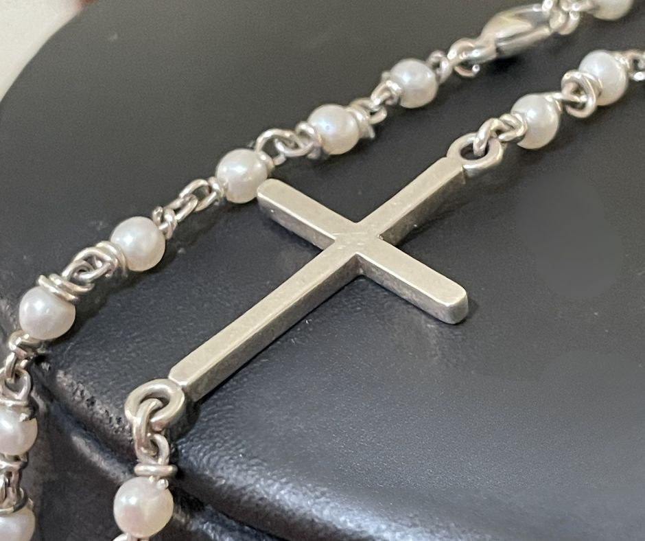 Freshwater Pearl Silver Cross Necklace | Christian Jewellery South Africa | Covenant Brands