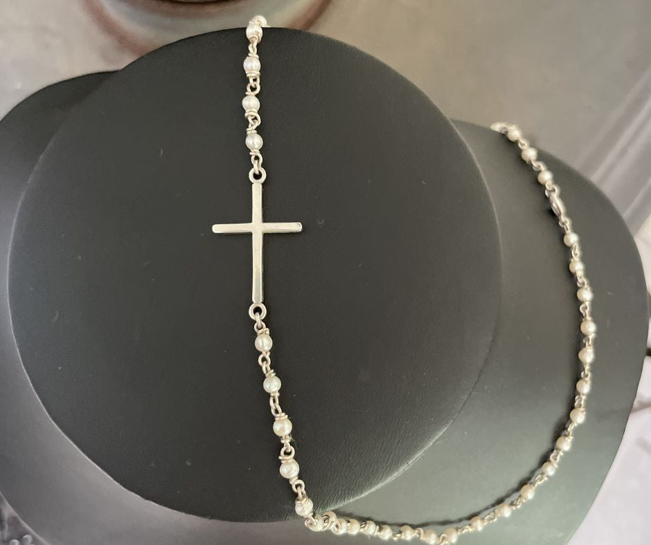 Freshwater Pearl Silver Cross Necklace | Christian Jewellery South Africa | Covenant Brands