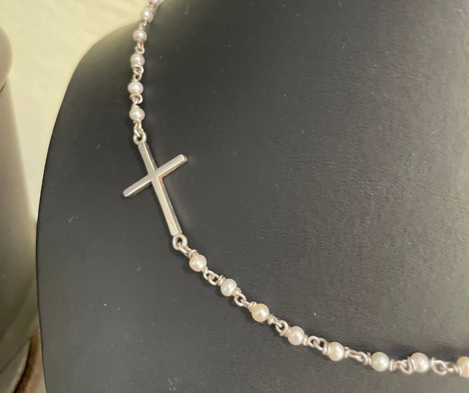 Freshwater Pearl Silver Cross Necklace | Christian Jewellery South Africa | Covenant Brands