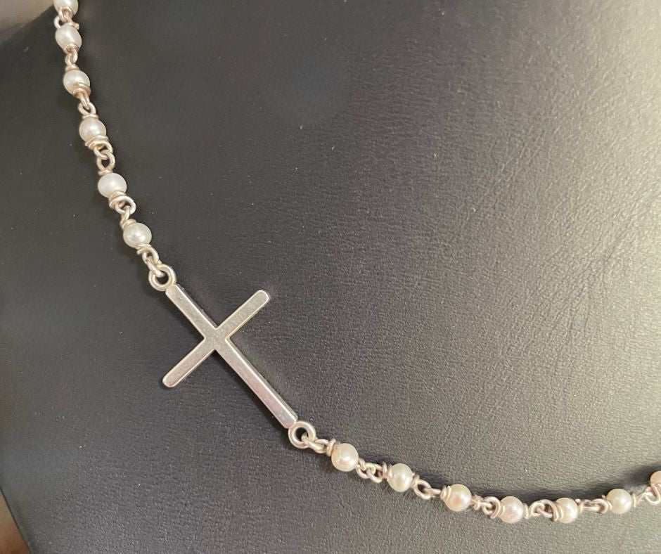 Freshwater Pearl Silver Cross Necklace | Christian Jewellery South Africa | Covenant Brands