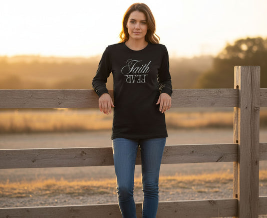 Faith Over Fear Women's Long Sleeve Christian T-Shirt | Faith Apparel South Africa | Covenant Brands