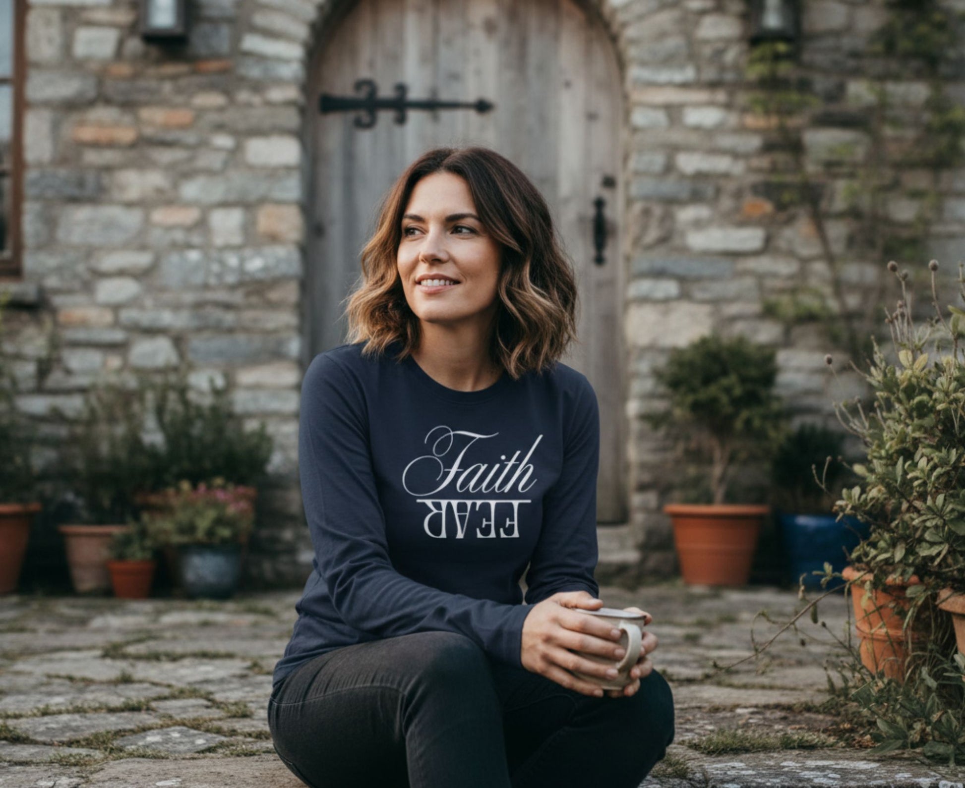 Faith Over Fear Women's Long Sleeve Christian T-Shirt | Faith Apparel South Africa | Covenant Brands