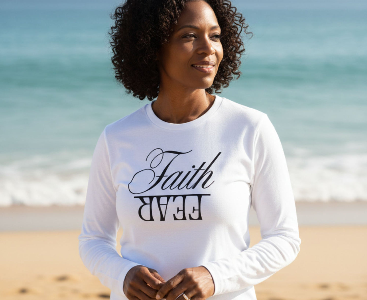 Faith Over Fear Women's Long Sleeve Christian T-Shirt | Faith Apparel South Africa | Covenant Brands