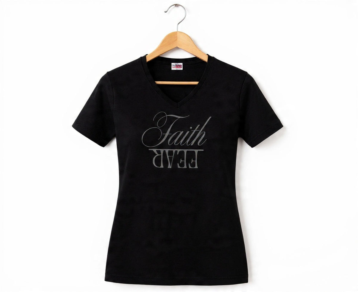 Faith Over Fear Women's V-Neck Christian T-Shirt | Faith Apparel South Africa | Covenant Brands