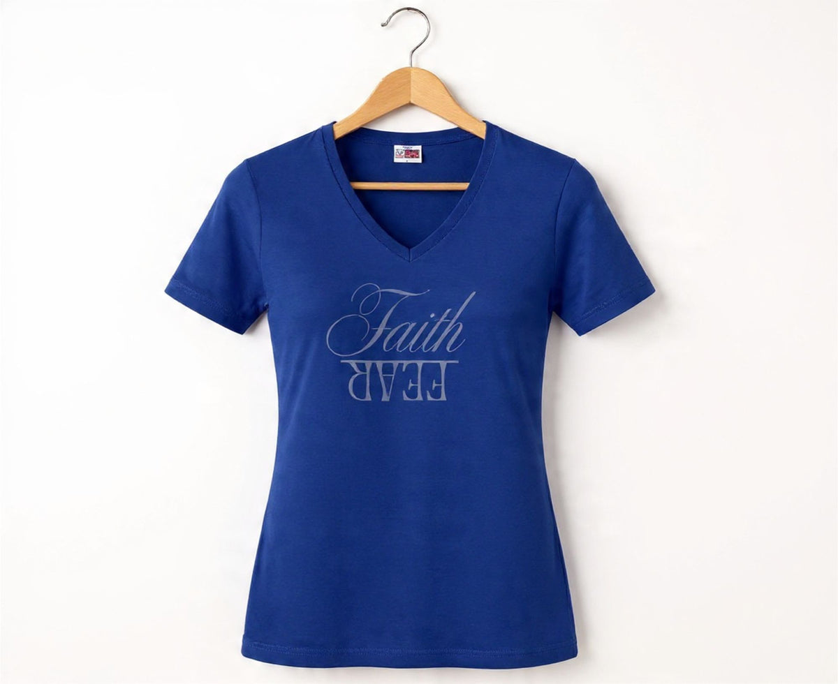 Faith Over Fear Women's V-Neck Christian T-Shirt | Faith Apparel South Africa | Covenant Brands