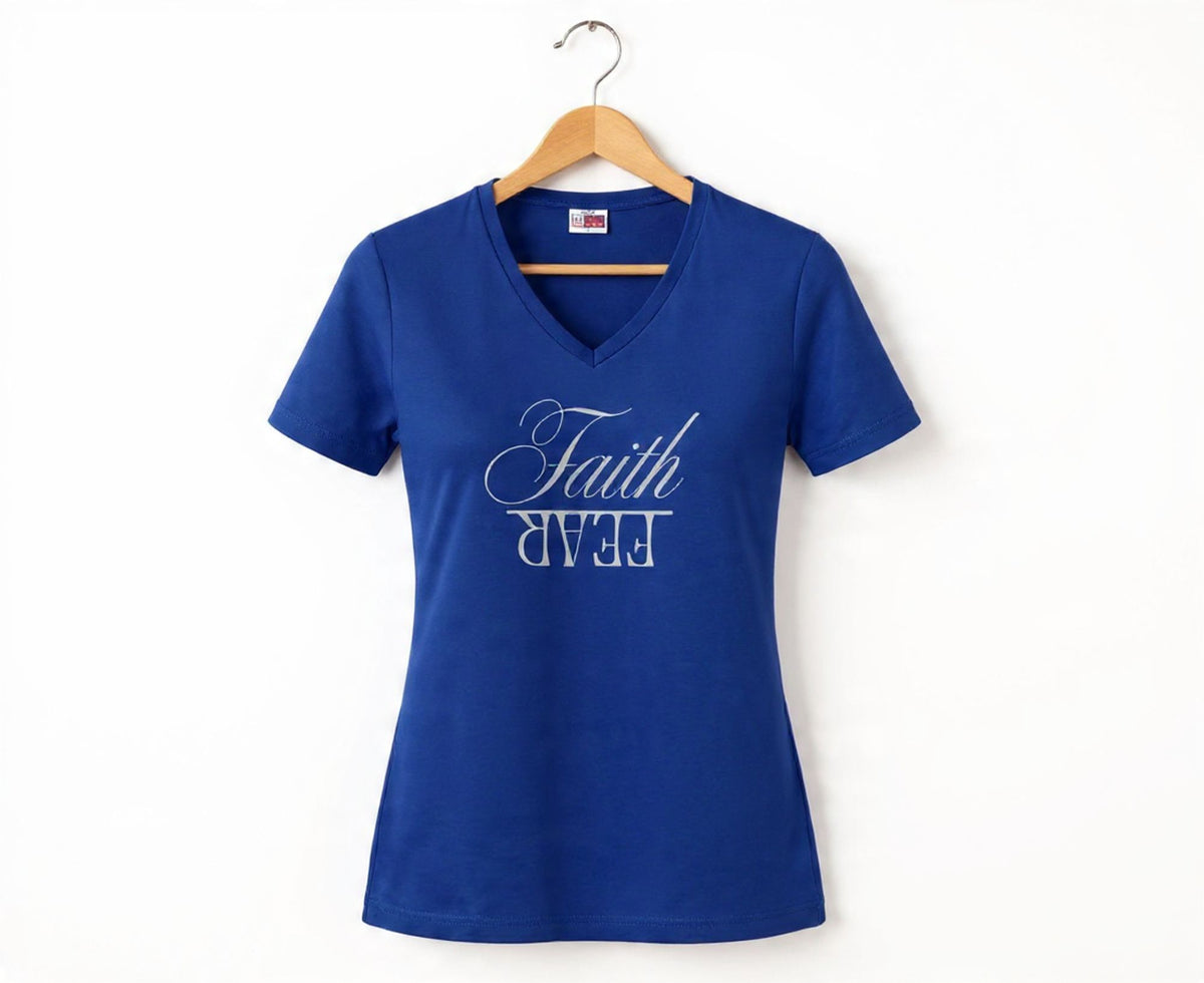 Faith Over Fear Women's V-Neck Christian T-Shirt | Faith Apparel South Africa | Covenant Brands