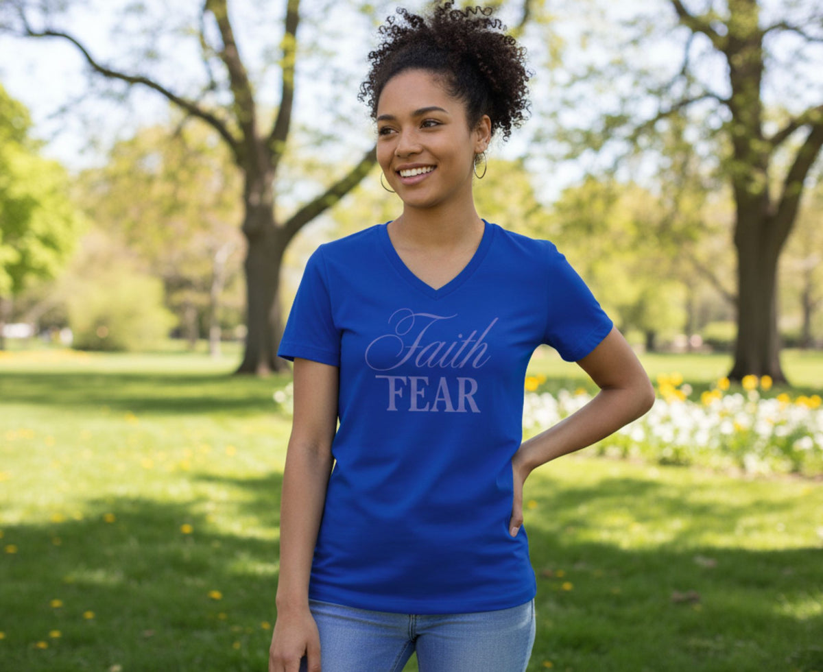 Faith Over Fear Women's V-Neck Christian T-Shirt | Faith Apparel South Africa | Covenant Brands