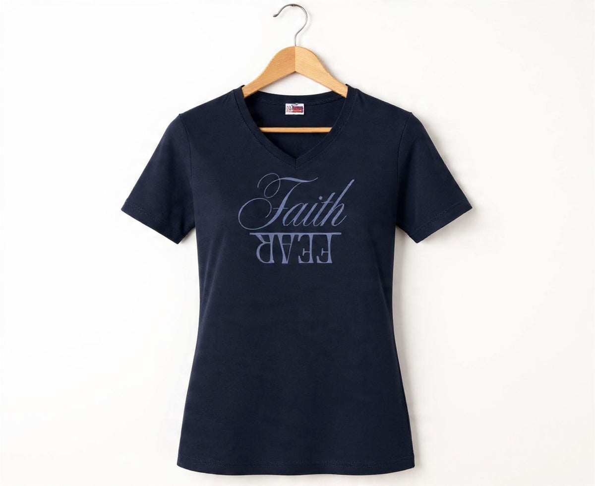 Faith Over Fear Women's V-Neck Christian T-Shirt | Faith Apparel South Africa | Covenant Brands