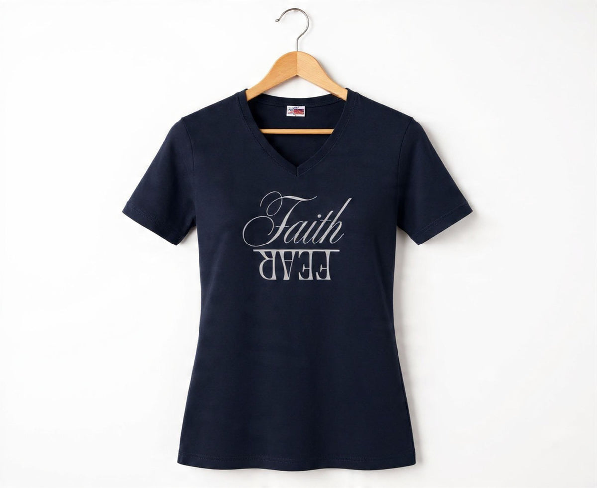 Faith Over Fear Women's V-Neck Christian T-Shirt | Faith Apparel South Africa | Covenant Brands