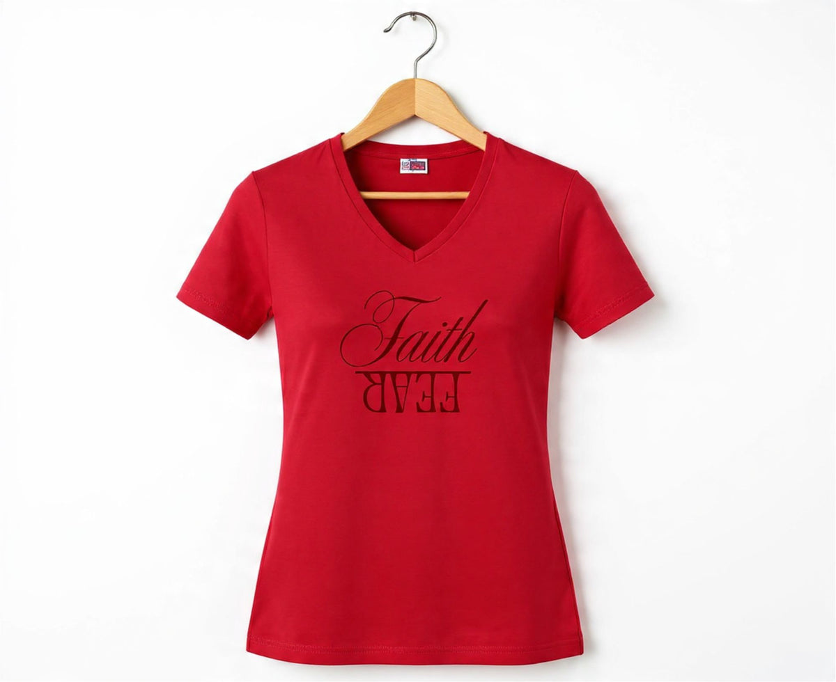 Faith Over Fear Women's V-Neck Christian T-Shirt | Faith Apparel South Africa | Covenant Brands
