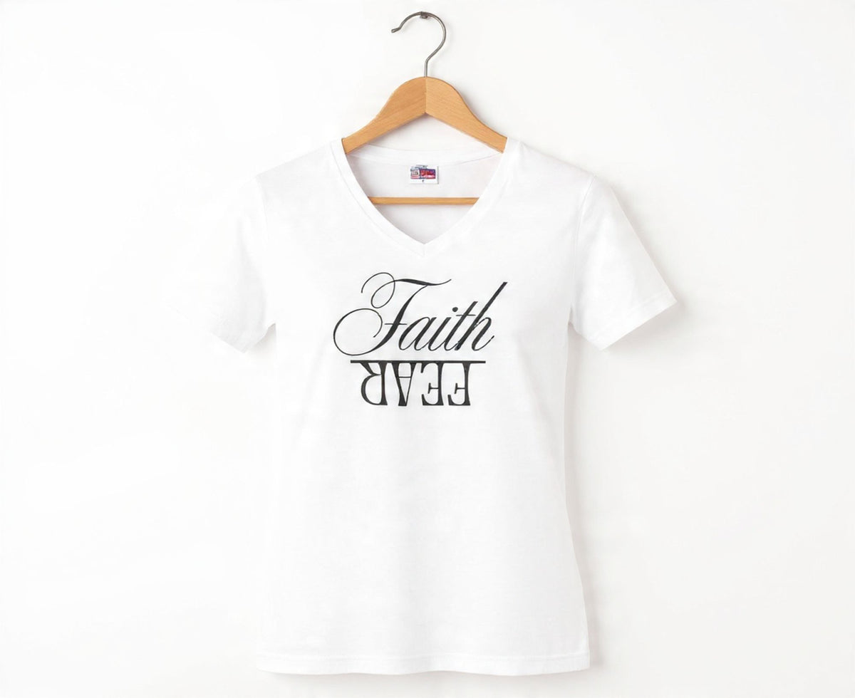 Faith Over Fear Women's V-Neck Christian T-Shirt | Faith Apparel South Africa | Covenant Brands