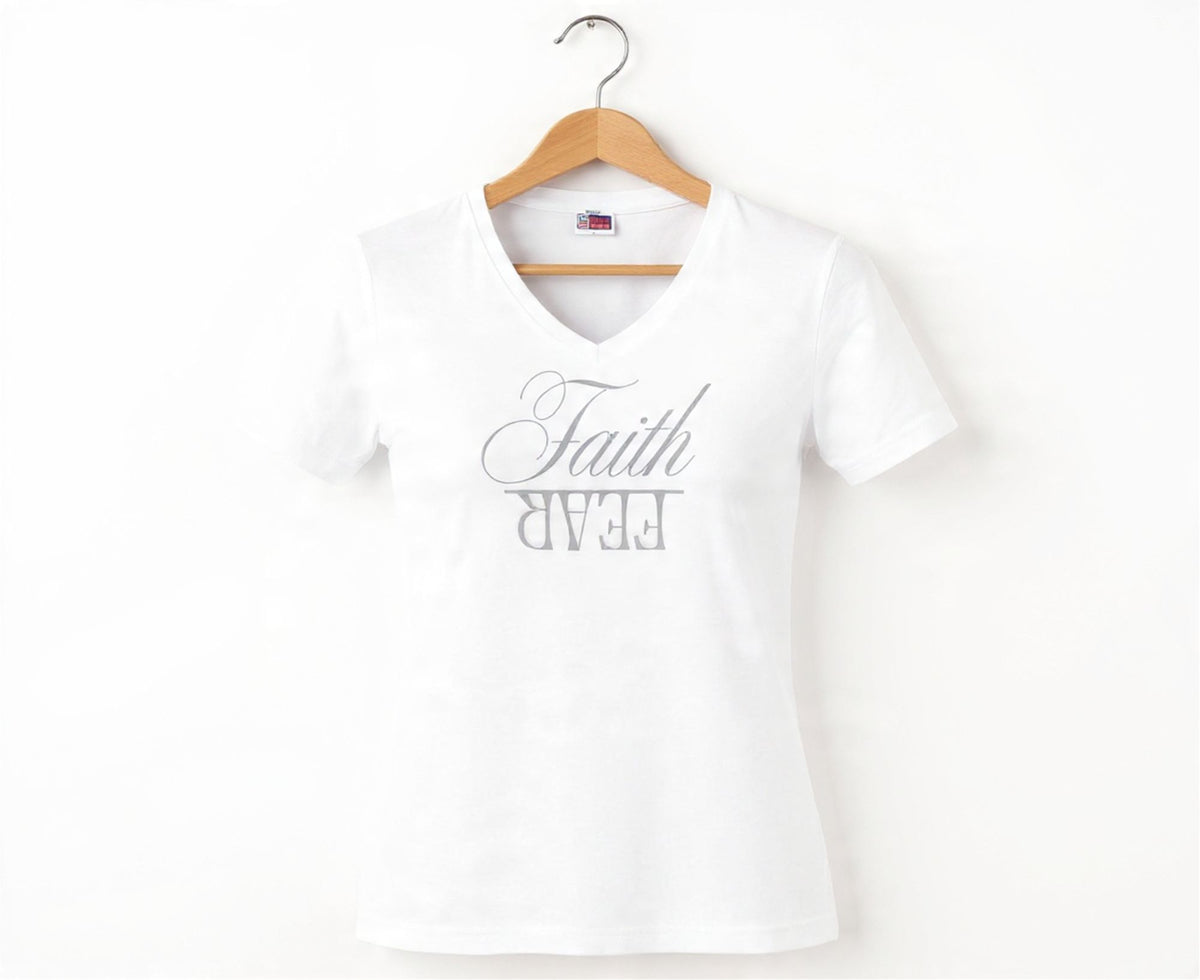 Faith Over Fear Women's V-Neck Christian T-Shirt | Faith Apparel South Africa | Covenant Brands