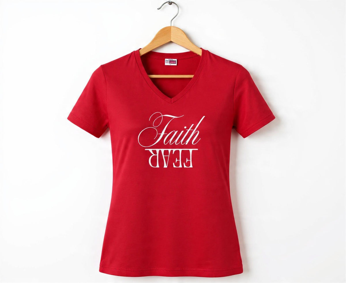 Faith Over Fear Women's V-Neck Christian T-Shirt | Faith Apparel South Africa | Covenant Brands