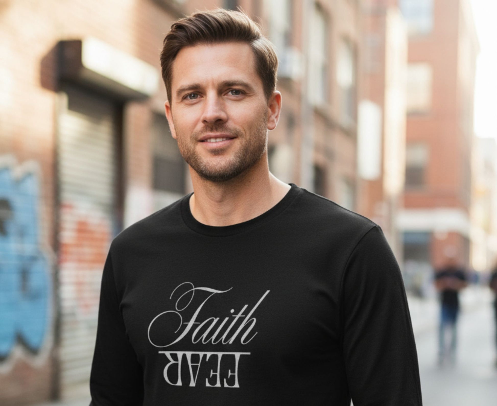 Faith Over Fear Men's Long Sleeve Christian T-Shirt | Faith Apparel South Africa | Covenant Brands