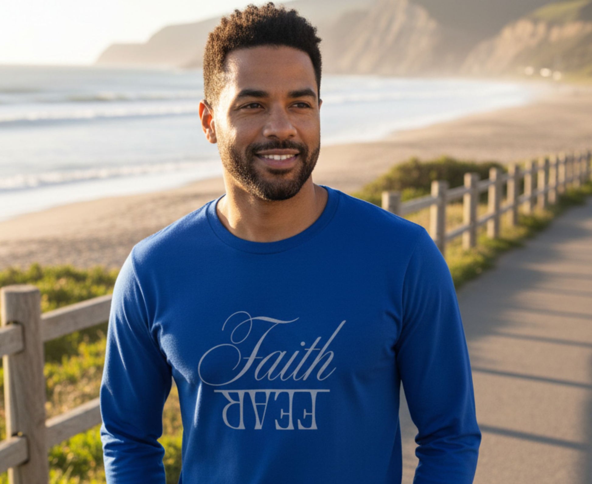 Faith Over Fear Men's Long Sleeve Christian T-Shirt | Faith Apparel South Africa | Covenant Brands