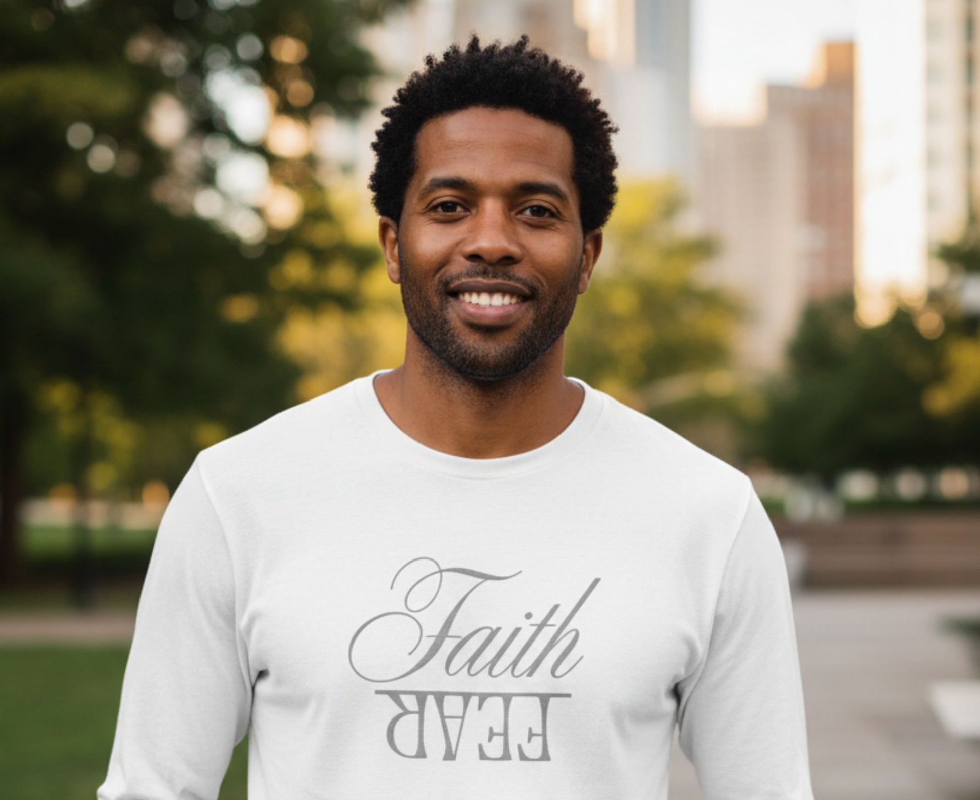 Faith Over Fear Men's Long Sleeve Christian T-Shirt | Faith Apparel South Africa | Covenant Brands