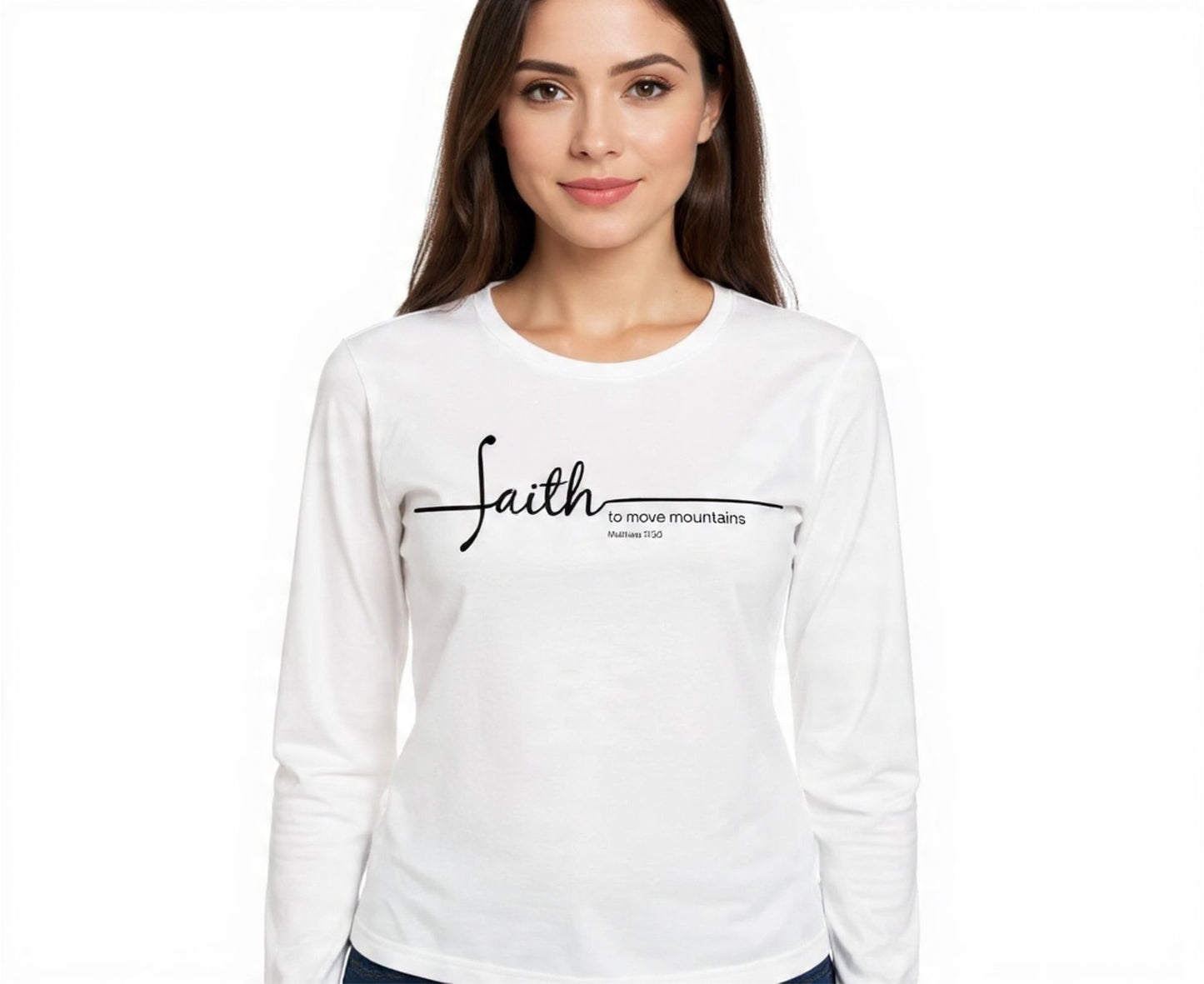 Faith To Move Mountains Women's Long Sleeve Christian T-Shirt | Faith Apparel South Africa | Covenant Brands