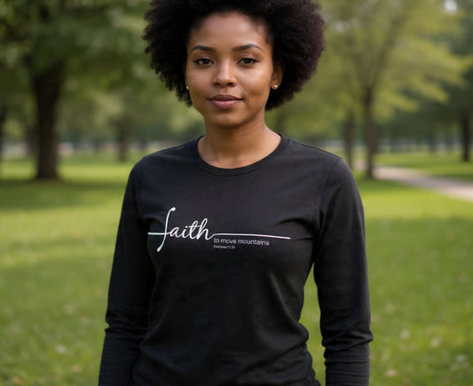 Faith To Move Mountains Women's Long Sleeve Christian T-Shirt | Faith Apparel South Africa | Covenant Brands
