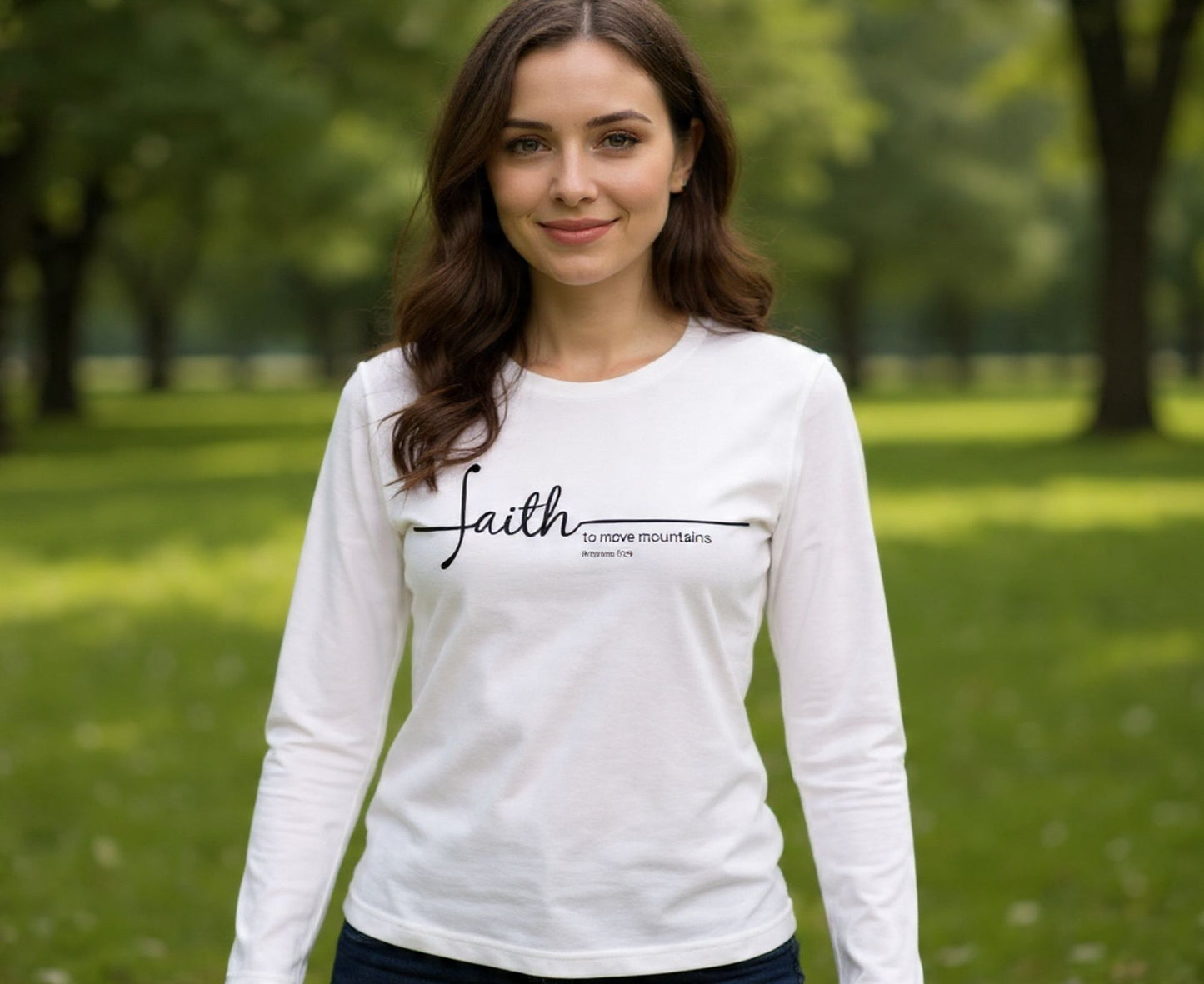 Faith To Move Mountains Women's Long Sleeve Christian T-Shirt | Faith Apparel South Africa | Covenant Brands