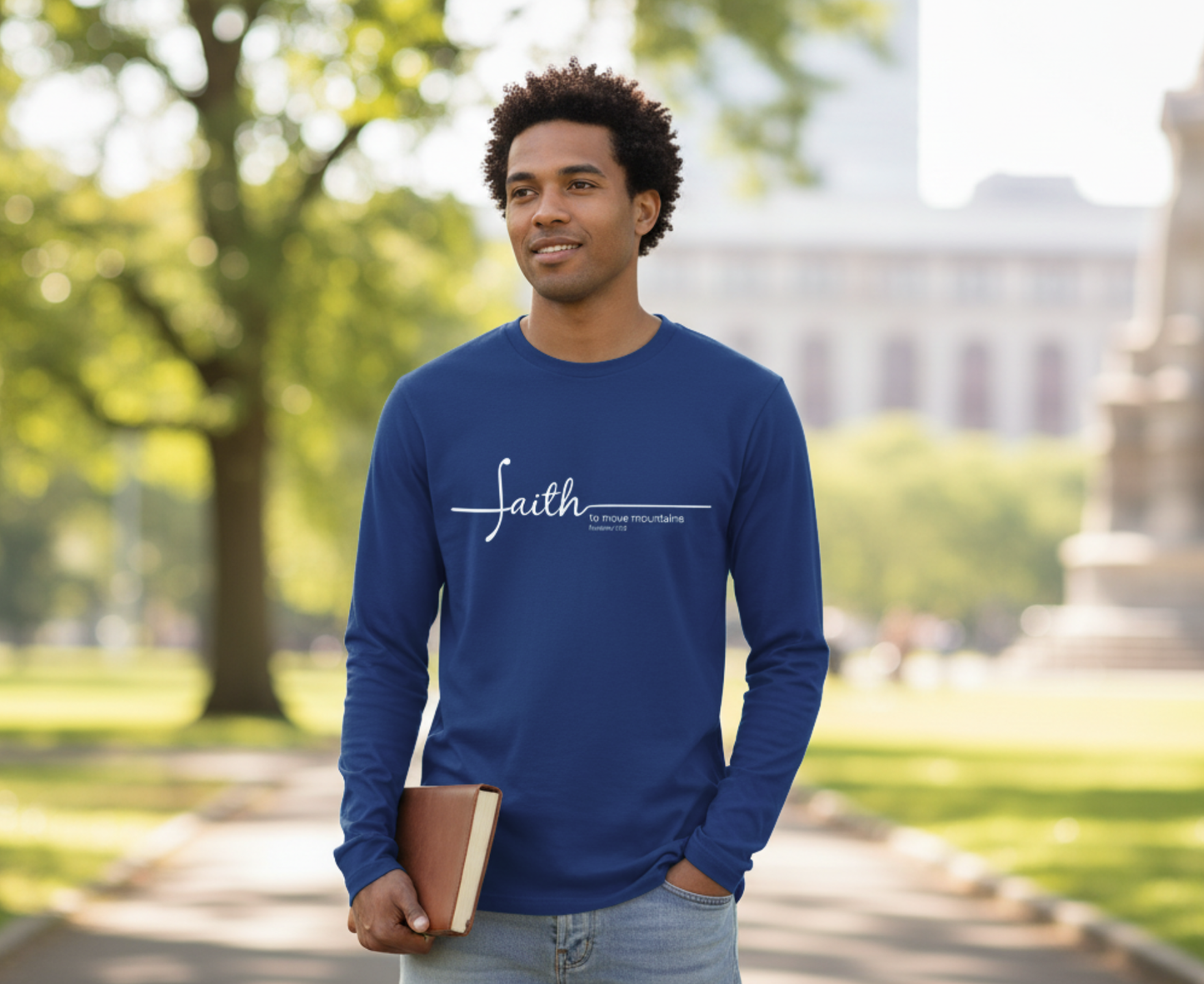 Faith To Move Mountains Men's Long Sleeve Christian T-Shirt | Faith Apparel South Africa | Covenant Brands