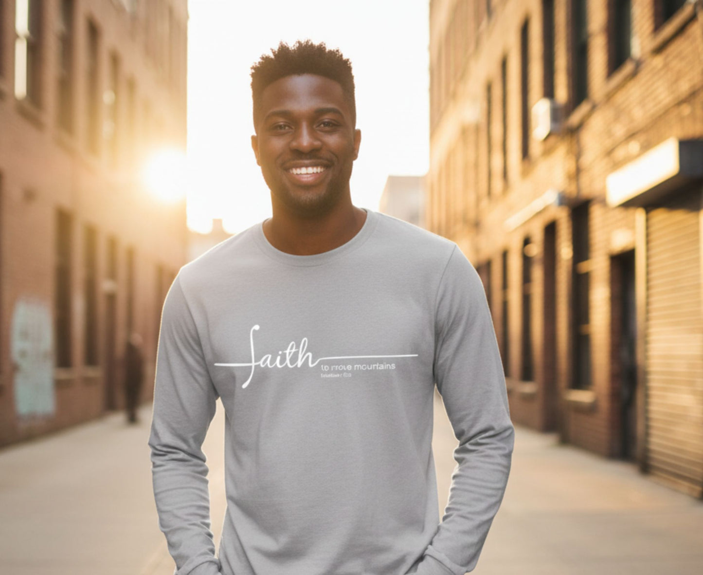 Faith To Move Mountains Men's Long Sleeve Christian T-Shirt | Faith Apparel South Africa | Covenant Brands