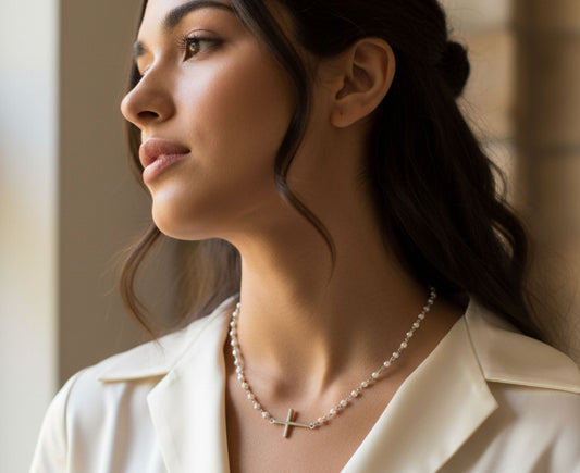 Freshwater Pearl Silver Cross Necklace | Christian Jewellery South Africa | Covenant Brands