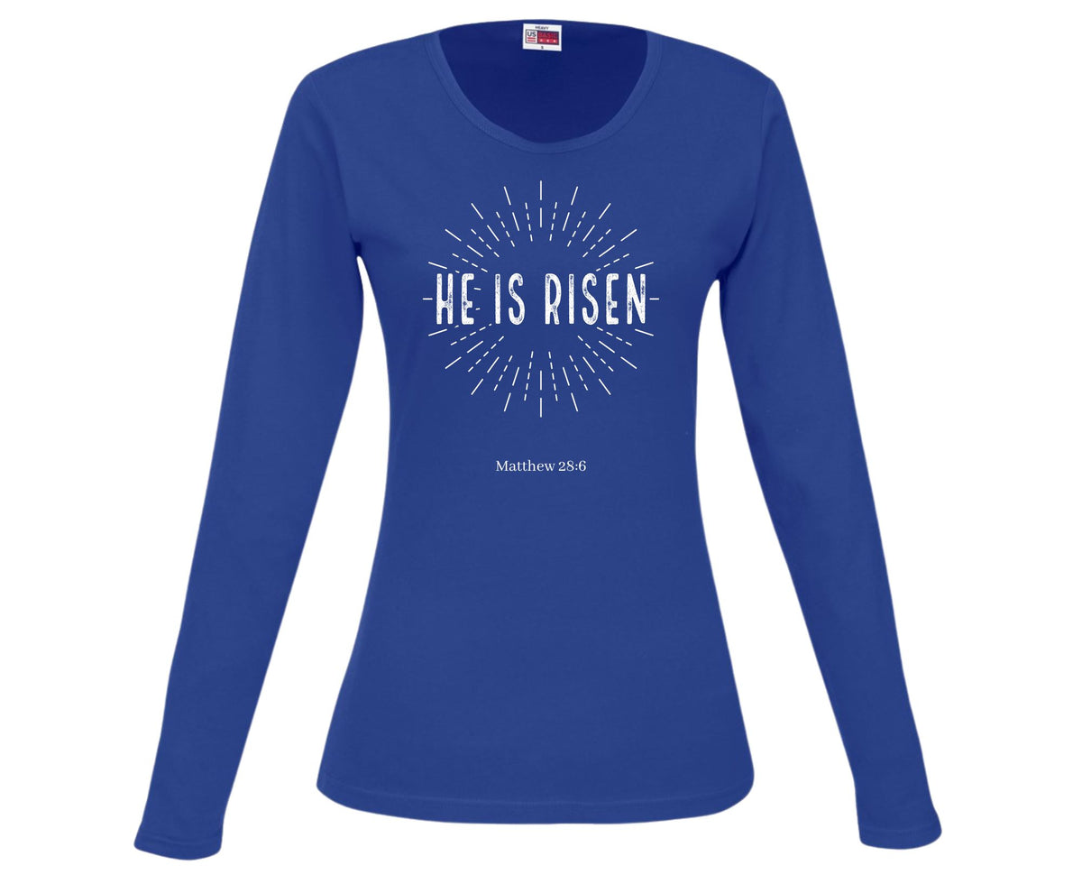 He Is Risen Women's Long Sleeve Christian T-Shirt | Faith Apparel South Africa | Covenant Brands