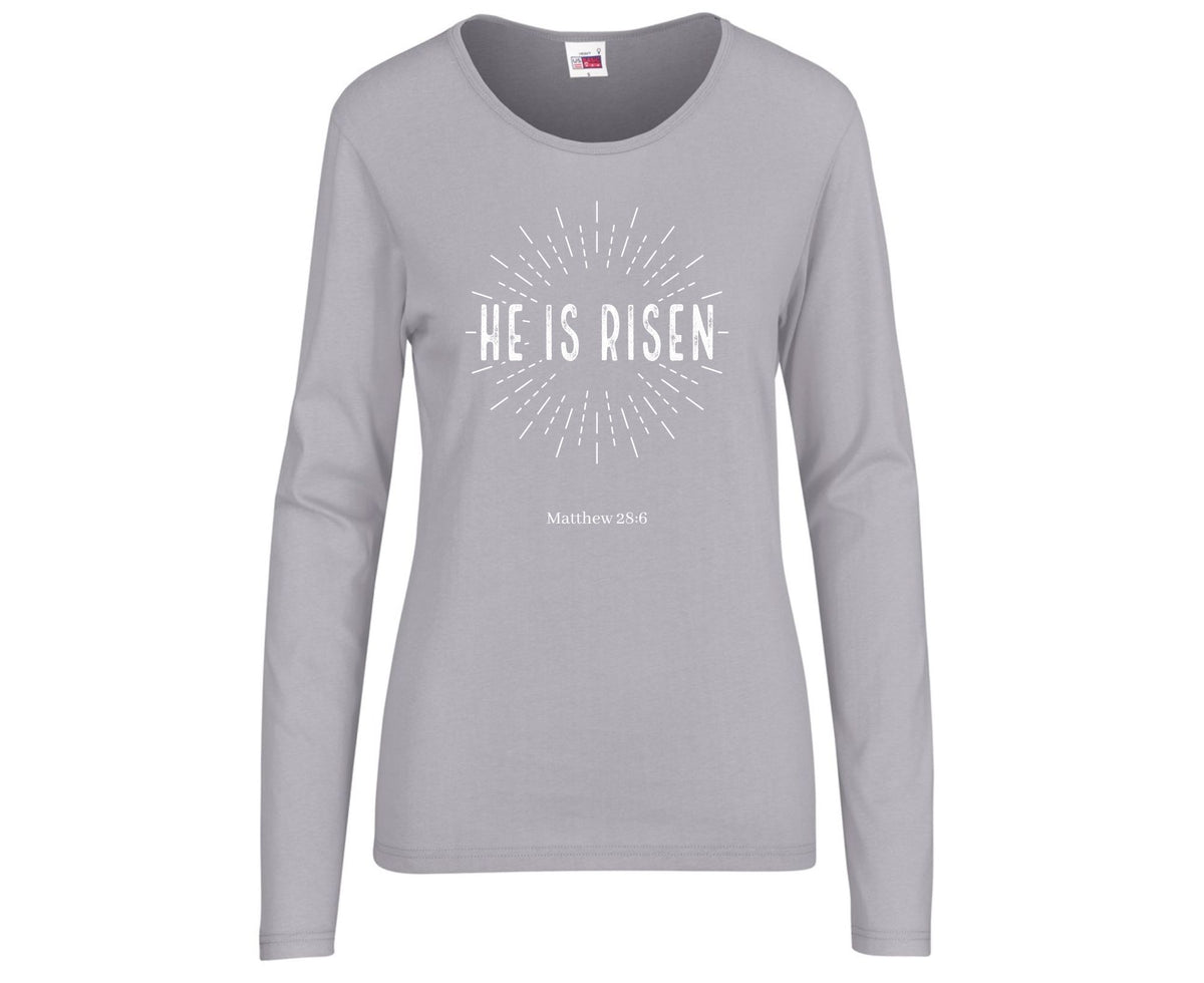 He Is Risen Women's Long Sleeve Christian T-Shirt | Faith Apparel South Africa | Covenant Brands