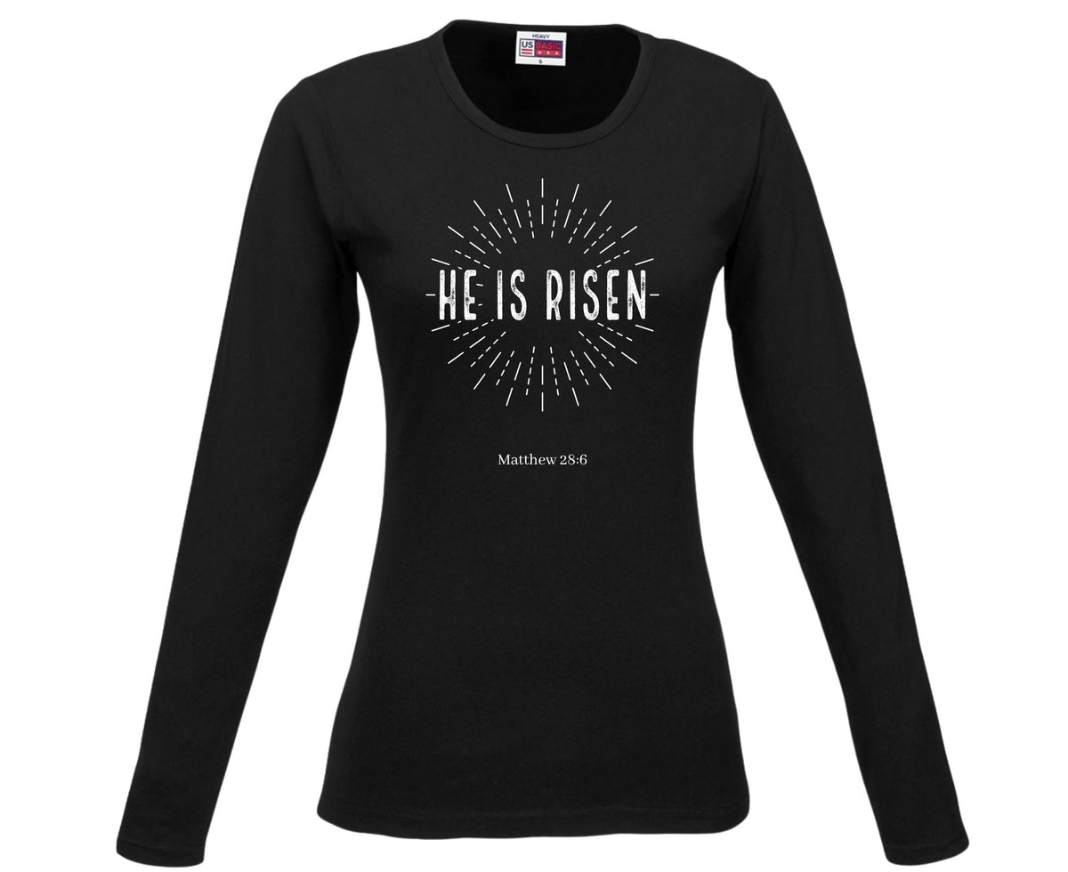 He Is Risen Women's Long Sleeve Christian T-Shirt | Faith Apparel South Africa | Covenant Brands