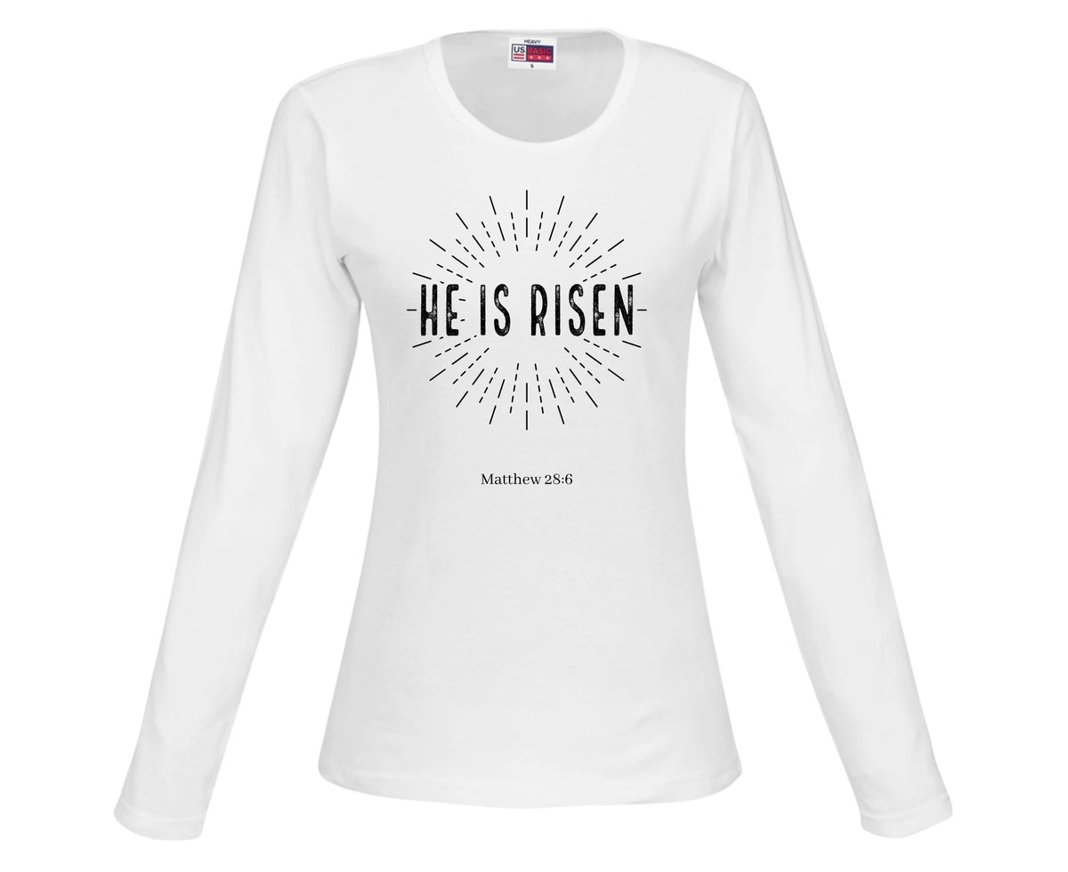 He Is Risen Women's Long Sleeve Christian T-Shirt | Faith Apparel South Africa | Covenant Brands