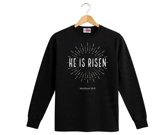 He Is Risen Men's Long Sleeve Christian T-Shirt | Faith Apparel South Africa | Covenant Brands